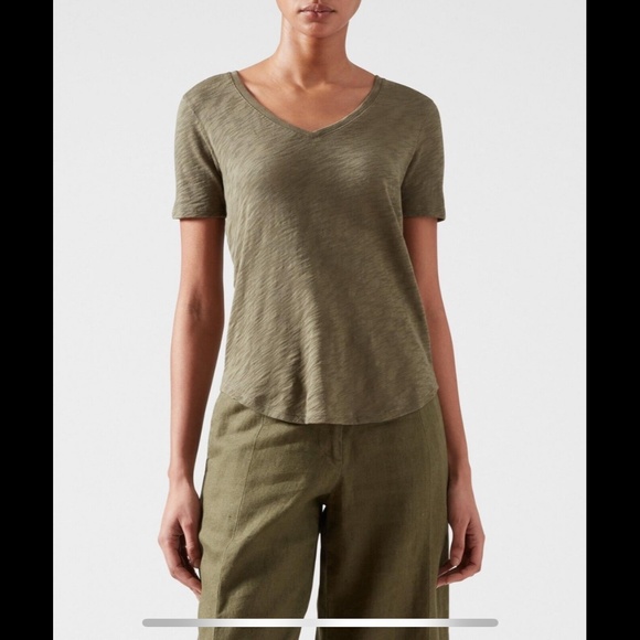 NWOT ATM Anthony Thomas Melillo Slub Jersey Classic V-Neck Tee Army Green Sz XL - Picture 1 of 10